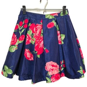 SEQUIN HEARTS Vibrant Floral Pleated Mini Skirt in Blue Red Pink Juniors Size 5